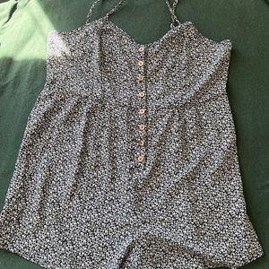Size 2X, plus size button down flower pattern romper